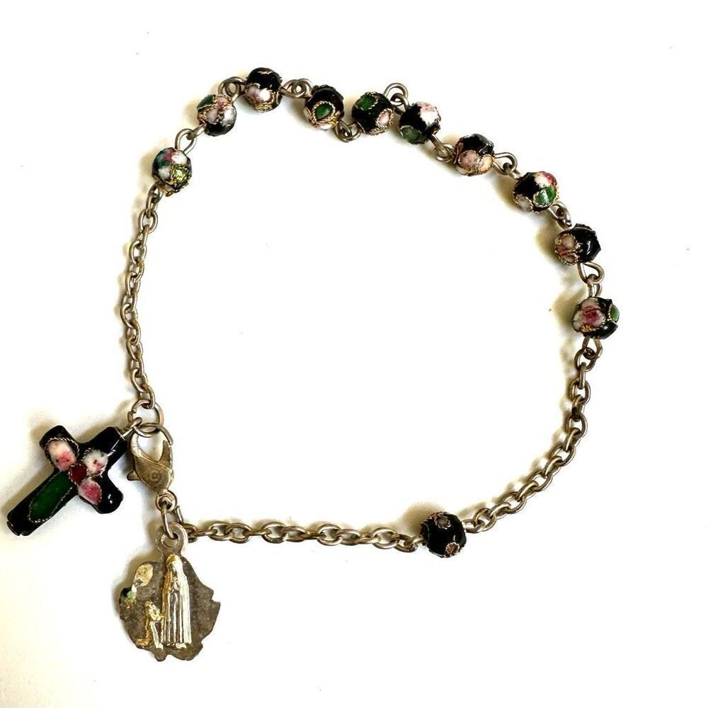 Black cloisonnè rosary bracelet